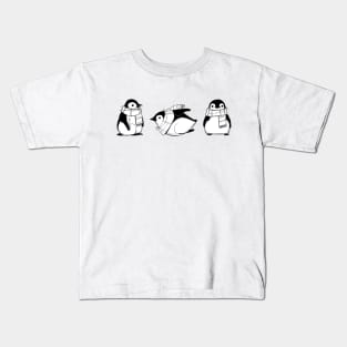 Winter Penguins with scarves Kids T-Shirt